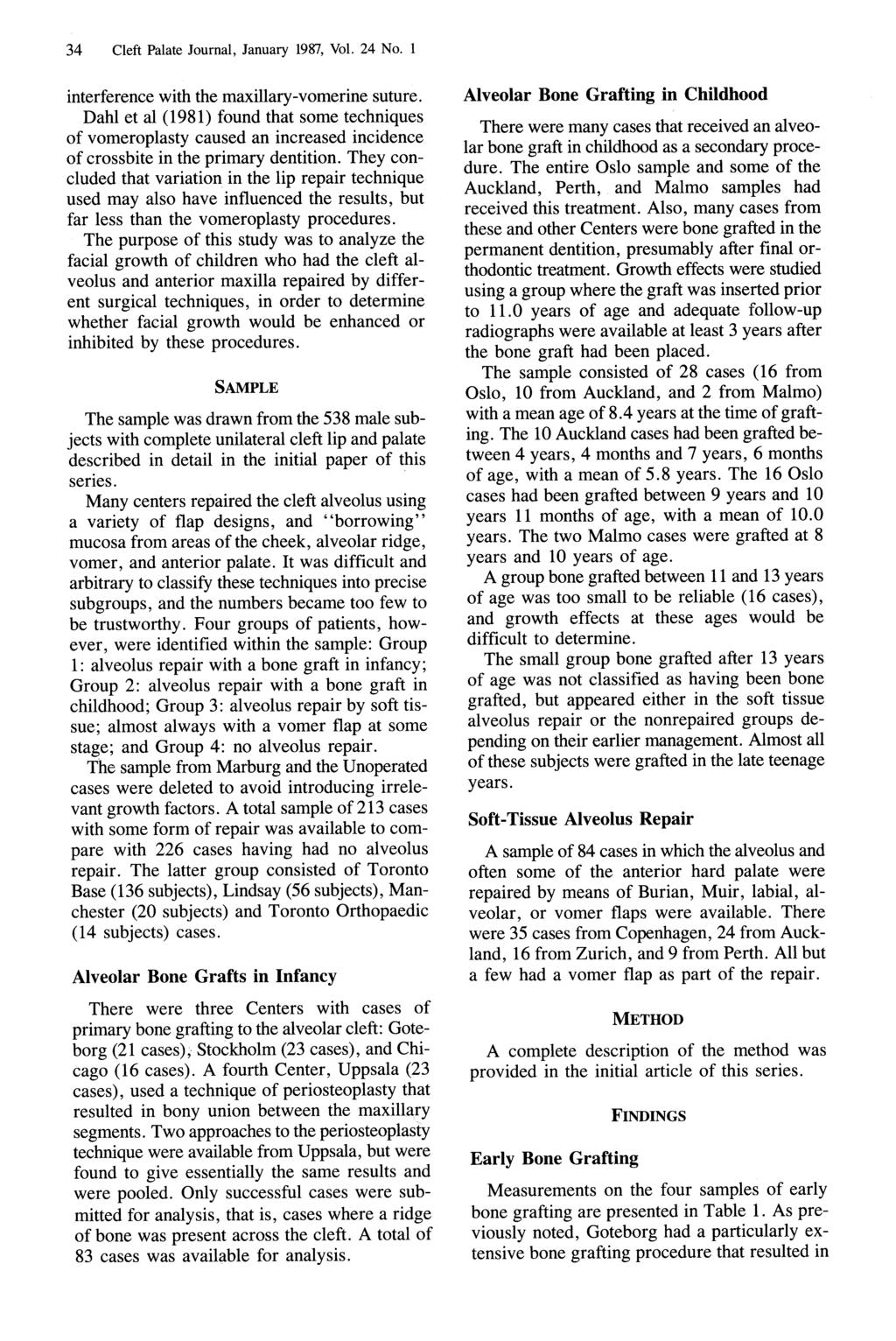 34 Cleft Palate Journal, January 1987, Vol. 24 No. 1 interference with the maxillary-vomerine suture.