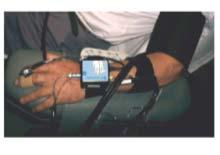 continuous pulse wave analysis at the digital artery An arm cuff is wrapped around the same arm as the finger cuff to undertake a Return to flow calibration of finger cuff pressure against brachial