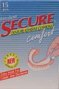 Secure Adhesive Cushions assure a secure, strong bond between the lower denture and gum in the