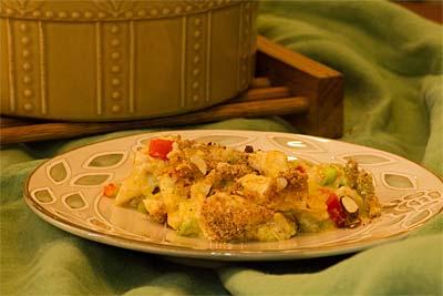 Recipes to Try Crunchy Chicken Casserole Ingredients 6 servings per recipe 3 cups chopped (3 medium chicken breast), cooked 1 small onion, diced celery, chopped red pepper, chopped ¾ cup 2% fat sharp