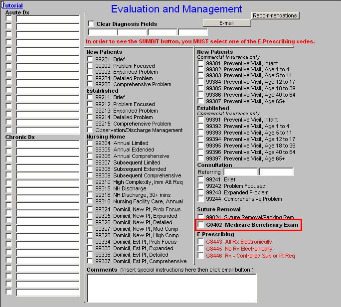 Evaluation and Management the only unique feature to the E&M charge posting template is the new