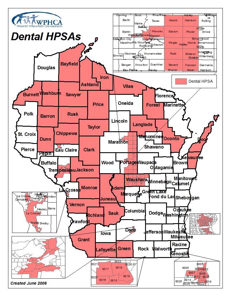 Health Services (Dental) Rock County is designated as a Health Professional Shortage Area