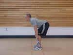 Reverse direction until you are standing straight again. This trains your hamstrings and lower back.