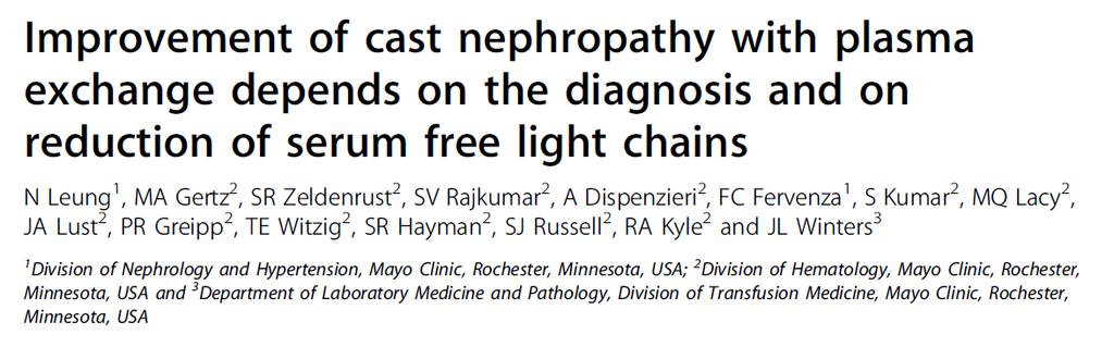 Retrospective study to investigate the effectiveness of PLEX in the treatment of CN, when the diagnosis is confirmed by renal biopsy and the treatment is guided by serum-free