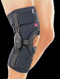 maltracking due to a viscoelastic stabilisation pad Soft brace with compressive and proprioceptive effect Collateral stabilisation of the knee joint Prevention of hyperextension and limitation of