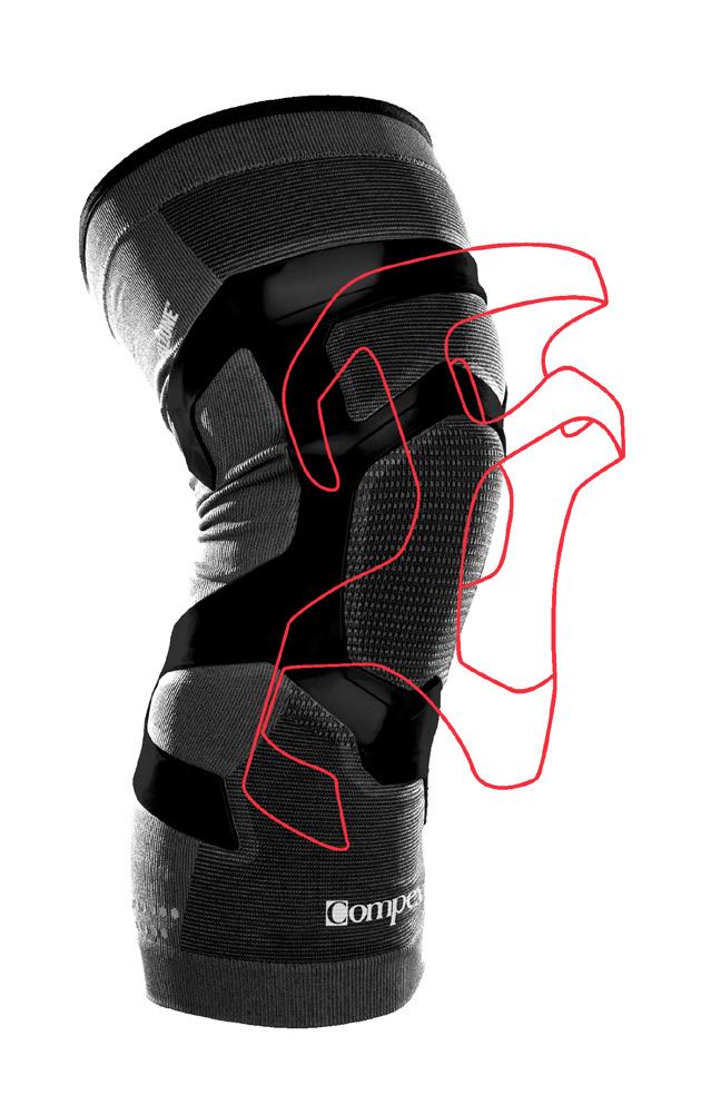 Silicone bands integrated into the sleeve design offer targeted support similar to athletic taping B