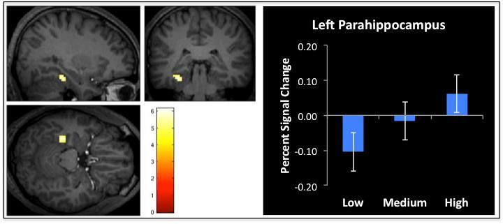 task revealed brain regions more active when viewing places, which was used as a mask for the memory test data.
