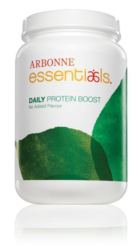 Daily Protein Boost 10 grams of easy-to-digest vegan protein, derived from peas, rice and cranberries, per serving Can be blended with Arbonne Essentials Meal Replacement Shake, PhytoSport After