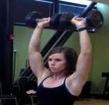 Push dumbbells up above head and in at the top of motion. Do not touch DB s together. 4.