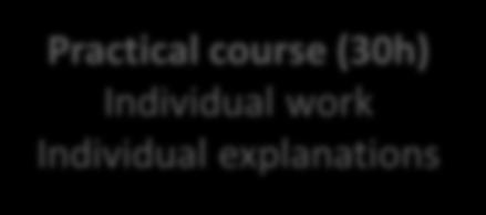 Practcal course (30h) Indvdual work Indvdual explanatons Fnal examnaton