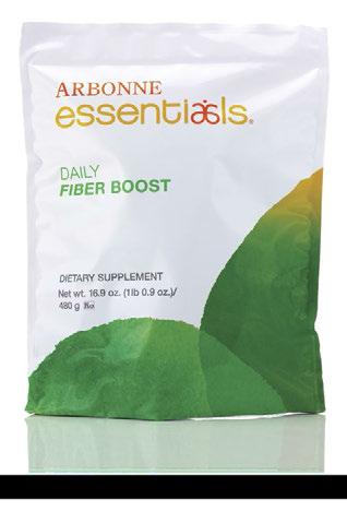 MEET THE PRODUCT ARBONNE ESSENTIALS DAILY FIBER BOOST For Daily Health The U.S. FDA Center for Food Safety and Applied Nutrition recommends 25 grams of fiber per day, based on a 2,000 calorie intake for adults.