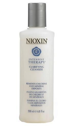 NIOXIN: Intense Therapy Clarifying Cleanser Product Description: Nioxin Clarifying Cleanser gently neutralizes the hard water mineral deposits on hair and removes the chlorine effect from swimmer s