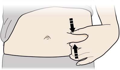 Pinch method Pinch the skin firmly between your thumb and fingers, creating an area