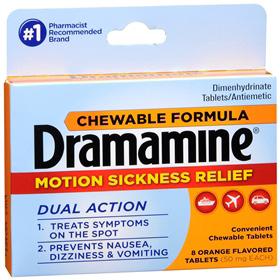 Easy open travel package. $5.50 MOTION SICKNESS TABLETS 12 count. Generic for Dramamine.