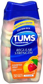 STOMACH REMEDIES & DIGESTIVE HEALTH TUMS ASSORTED TABLETS 150 tablets. As an antacid, relieves heartburn, sour stomach, acid indigestion and upset stomach.
