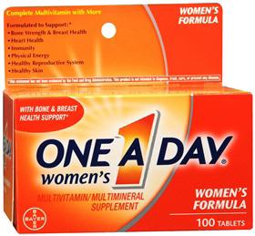 VITAMINS & SUPPLEMENTS ONE A DAY WOMENS TABLETS* 100 tablets. A complete multivitamin with more of what matters to women.