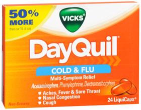 COLD, COUGH, & ALLERGY VICKS DAYQUIL LIQUID CAPSULES 24 count.