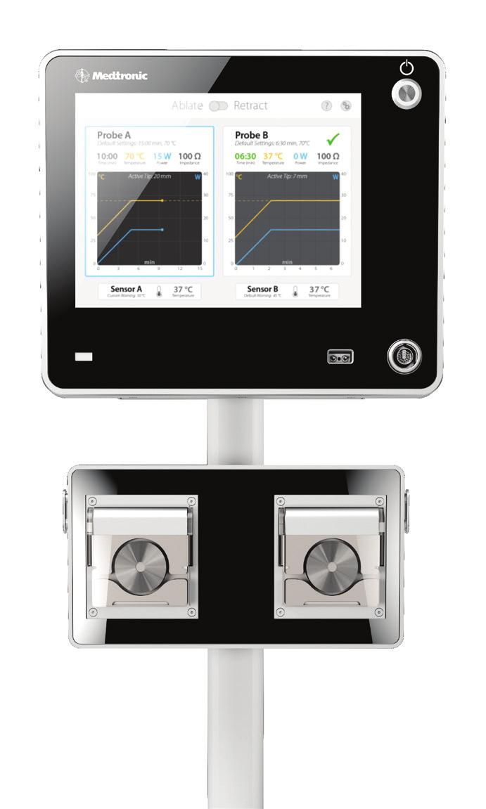DESIGN SIMPLICITY SIMPLIFY THE PROCEDURE OsteoCool key design features User-friendly touch screen interface Recognizes probe size and automatically presets ablation time Tracks temperature and power