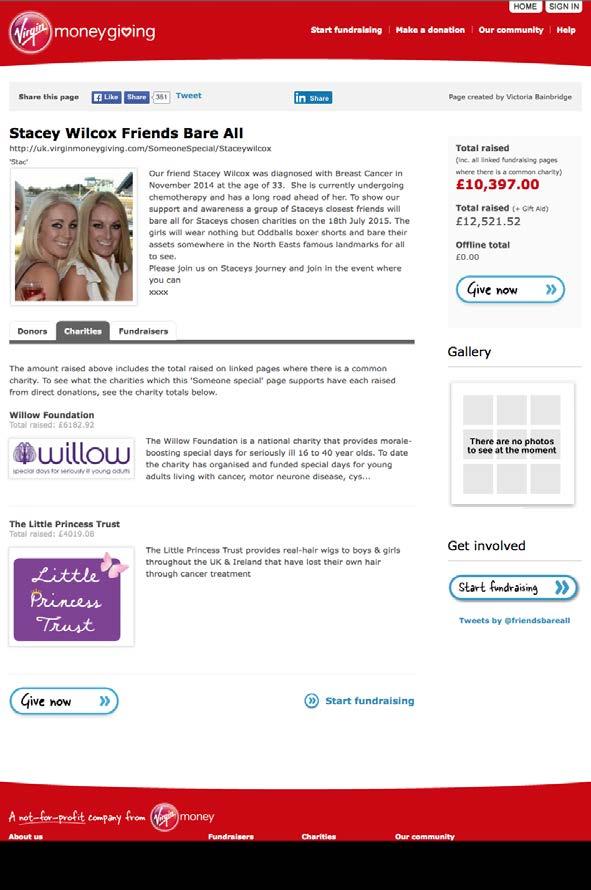 Through treatment fundraising THROUGH TREATMENT Our Someone Special tool can be used by your fundraisers to raise money in support of someone going through medical treatment, or if they are having