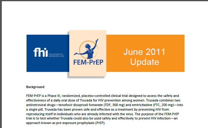 FEM-PrEP Press Release:
