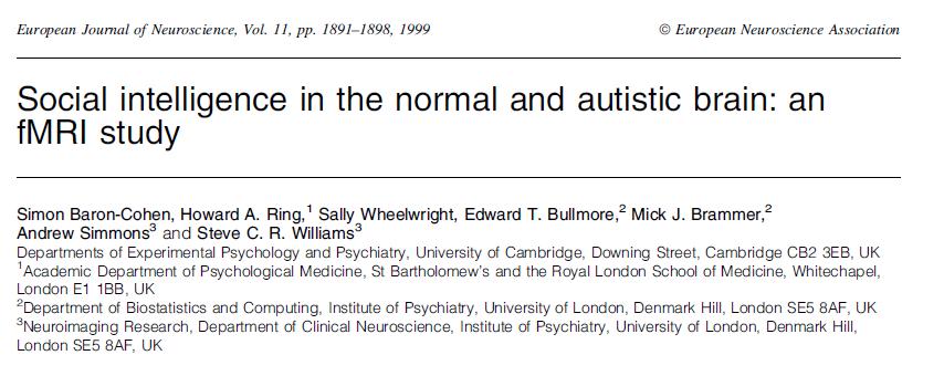 This study compared individuals with autism with normal