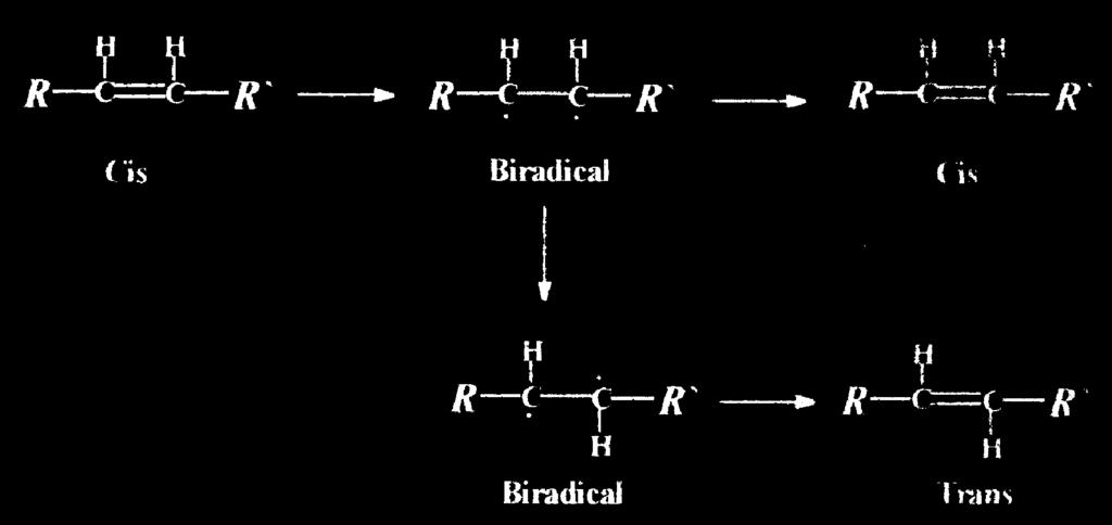 Effect of radiation cis biradical cis biradical