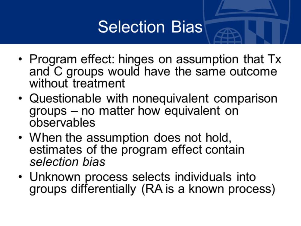 To put a more formal name on that type of bias we would call it selection bias.