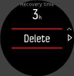 If you made a recording you don't want to keep, you can delete the log entry by scrolling down to Delete and confirm with the middle button. You can also delete logs in the same way from the logbook.