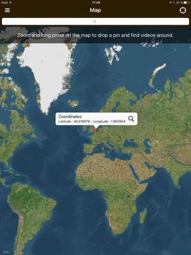 5. Search Map search You can also search a video with geographical coordinates shown on a map.