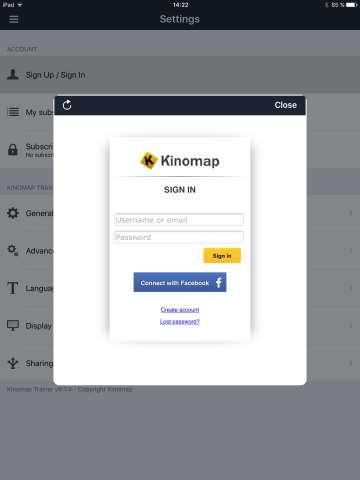 1. Account Sign in You have two possibilities to sign-in on Kinomap: 1.