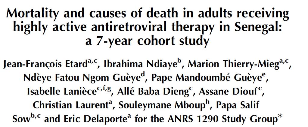 404 HIV patients longitudinal follow-up: 1998-2005 93 patients died: incidence rate of death was 6.