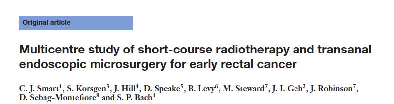 Pre TREC Frail or declined surgery 63 patients SCPRT 8-10 weeks delay 66% Downstaging pcr 32% ypt1 36%