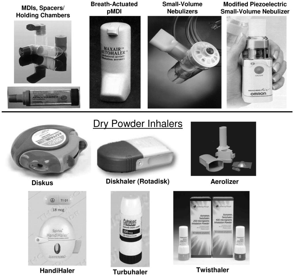 Fig. 1. Variety of inhaler devices potentially used by patients with chronic obstructive pulmonary disease for delivery of aerosolized drugs.
