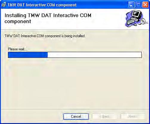 8. The Installing TMW DAT Interactive COM component dialog box