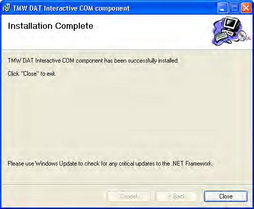 The Installation Complete dialog box indicates that the