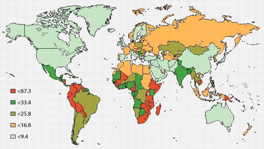 Global incidence of cervical