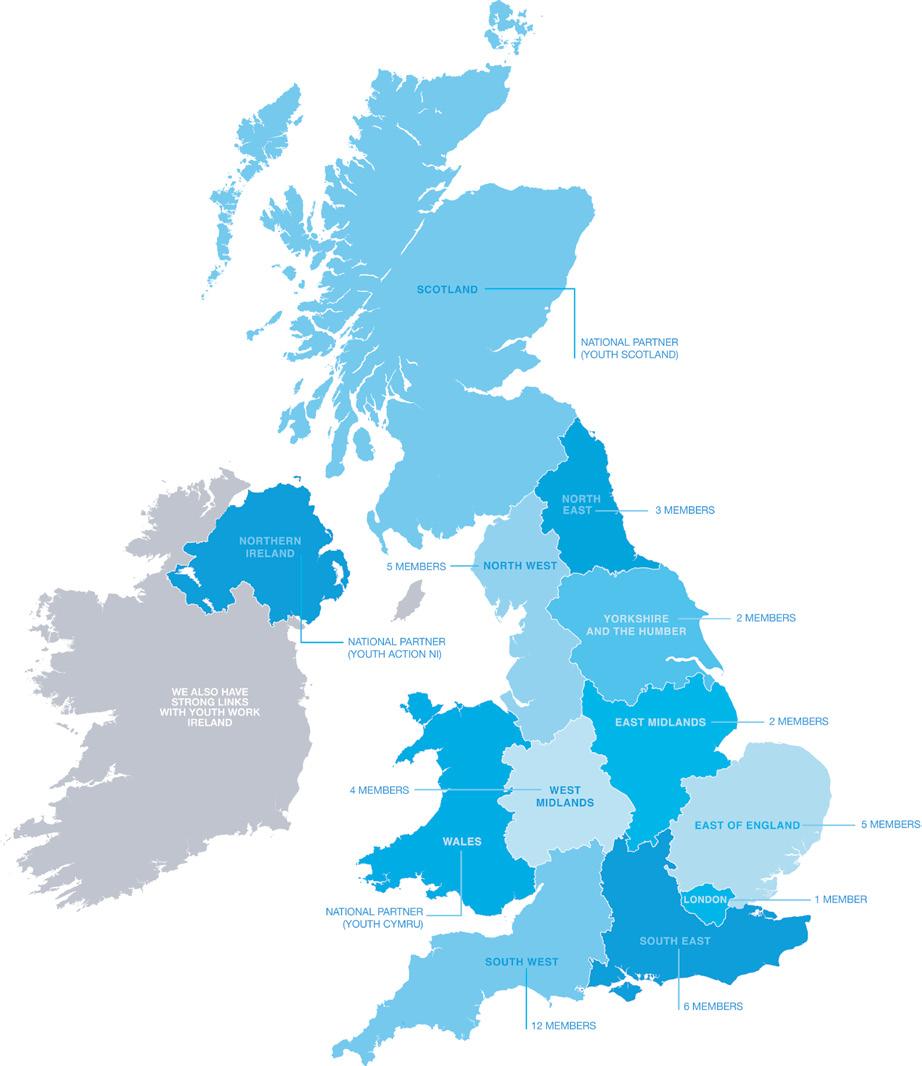 Our network We have members in every UK nation and region linking us to more than 790,000 young people each year.