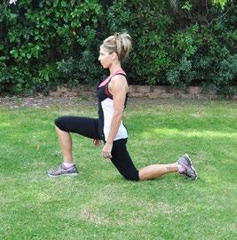 Warm Up Exercise #5 - Hip Flexor Stretch Preparation: Lunge forward with one knee on padded mat,
