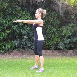 Air Squat Preparation: Stand with your feet hip-width apart with your toes pointed slightly outward. Hold your arms straight out in front at shoulder height.