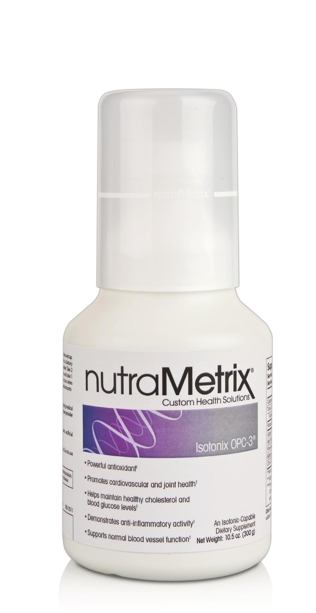 nutrametrix Isotonix OPC-3 Powerful antioxidant Promotes cardiovascular and joint health Helps maintain healthy cholesterol and blood glucose levels Demonstrates anti-inflammatory activity Supports