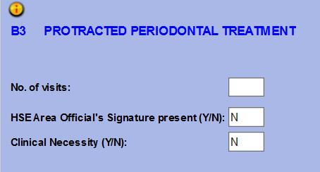 Enter Y or 1 to confirm presence of PDS Signature, press _TAB_ If a claim for B1/B2 treatment is required more than once in a 2 year period a clinical note must be provided.