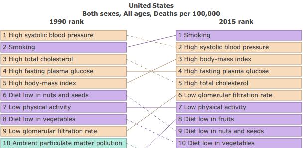 Percent Daily Smoking Prevalence, USA Daily smoking prevalence in the United States has declined since 199 but rose to the leading risk factor for mortality amongst both sexes and