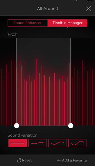 Tinnitus Manager functionality If you have a program fit with white noise Pitch Adjust the frequency shaping (pitch) by moving the two sliders left and right.