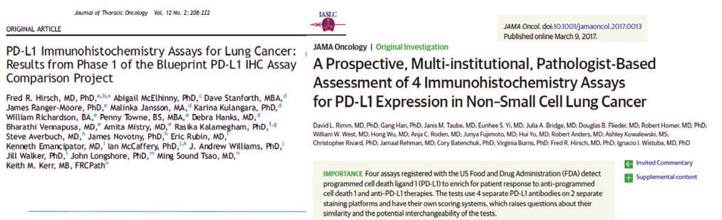 Nivolumab Pembrolizumab Atezolizumab Durvalumab Avelumab Target PD-1 PD-1 PD-L1 PD-L1 PD-L1 Company BMS Merck Roche AstraZeneca First FDA approval date Cancers Diagnostics Setting Current PD-L1 Axis