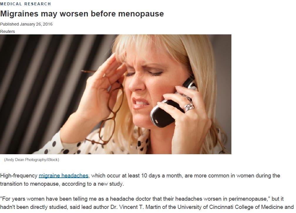 Women may see a worsening of their migraines as early as 42 to 47 years old if they are going to have