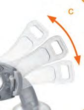 Additionally the neck flange will be securely locked by pulling up the orange lever (b). A Perfect Fit The pliable wings on the flange can be adjusted independently of one another (c).