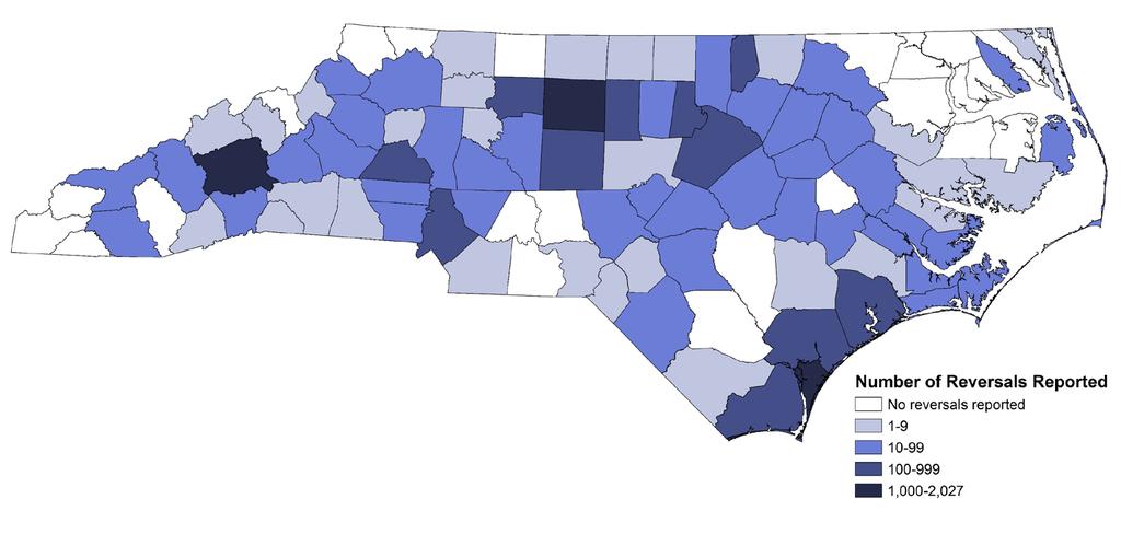 2013 Good Samaritan/Naloxone Access Law Opioid Overdose Reversals with Naloxone Reported to the North Carolina Harm Reduction Coalition, 8/1/2013-7/31/2017 53,846 naloxone