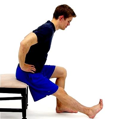 SEATED HAMSTRING STRETCH While seated, rest your heel on the floor with your knee straight and gently