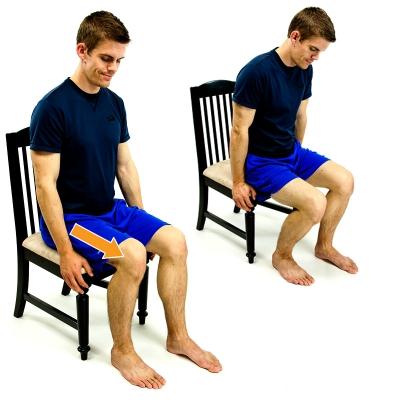 SEATED KNEE FLEXION STRETCH SCOOT While in a seated position, slides your foot back to a bent knee