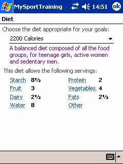 2 Using MySportTraining Food 2.1 Choosing a Diet By default, MySportTraining Food uses a 2000-calorie diet.